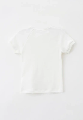 Футболка школьная из хлопка с кружевом на горловине