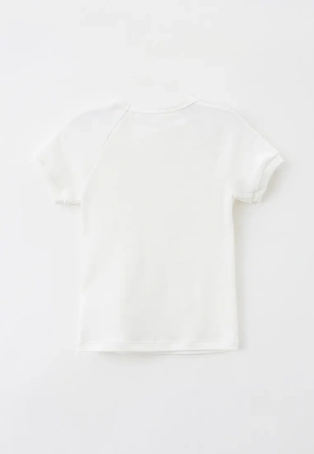 Футболка школьная из хлопка с кружевом на горловине