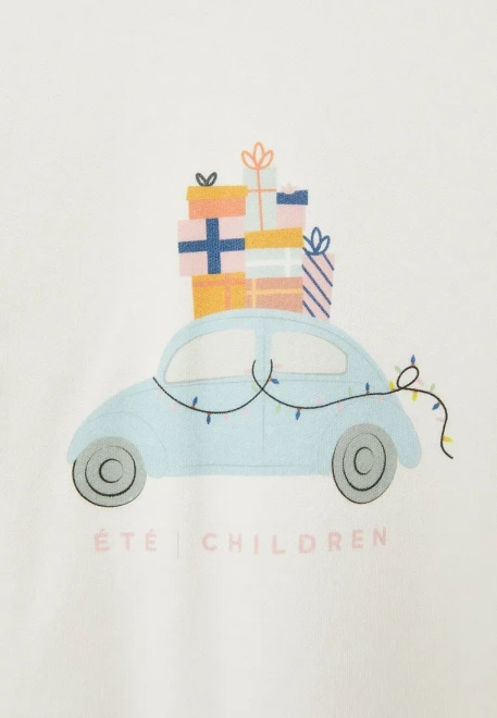 Пижама с принтом для девочек в молочном цвете