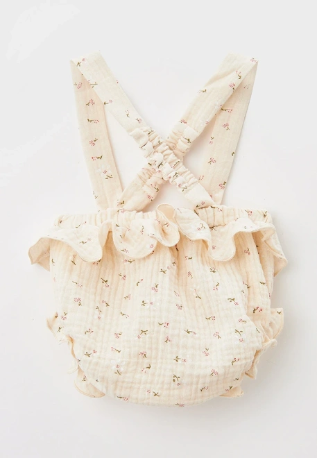 Панталоны на лямках из муслина в цветочек для малышей