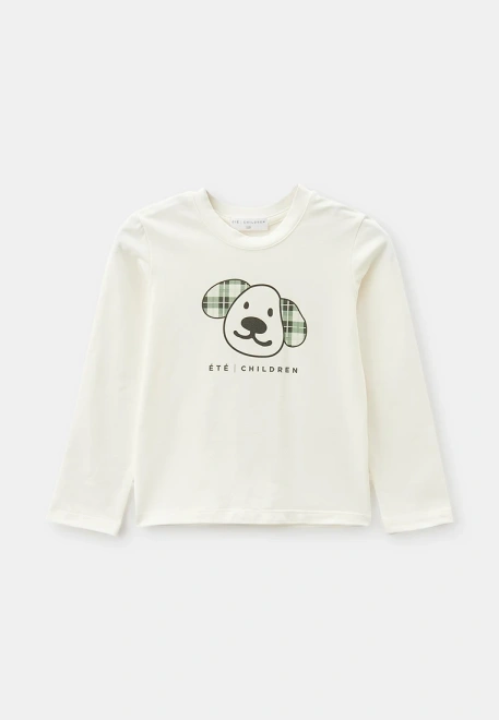 Лонгслив с рисунком собачки из трикотажного хлопка