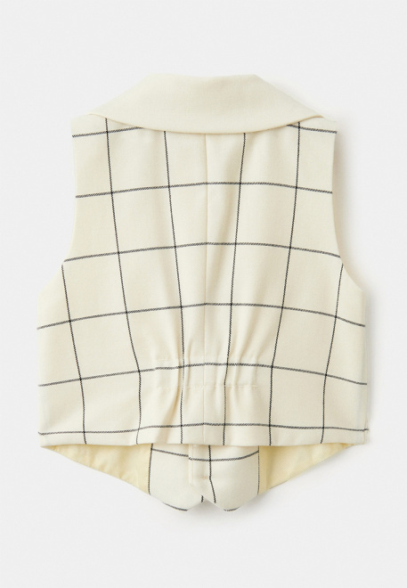 Жилет в клетку молочного цвета для мальчиков