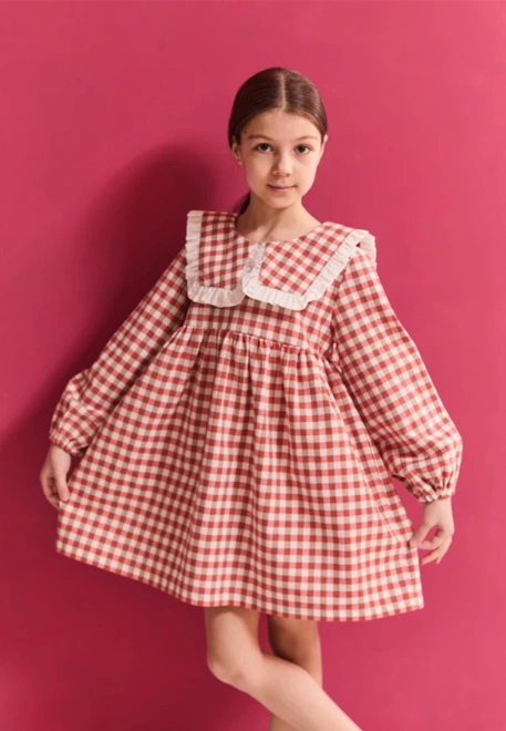 Платье Мона из хлопка в красном и белом цвете