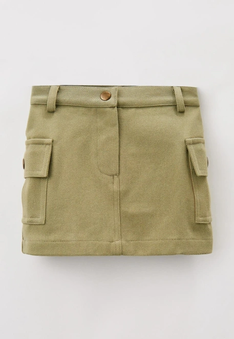 Юбка мини из денима с накладными карманами