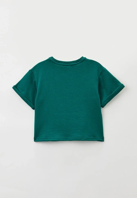 Костюм свободный с шортами на мальчика из футера зеленый