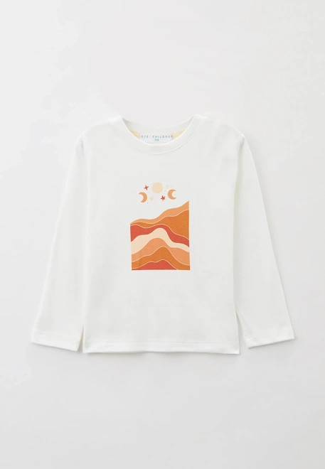 Лонгслив прямого кроя из трикотажа молочного цвета с принтом полумесяц