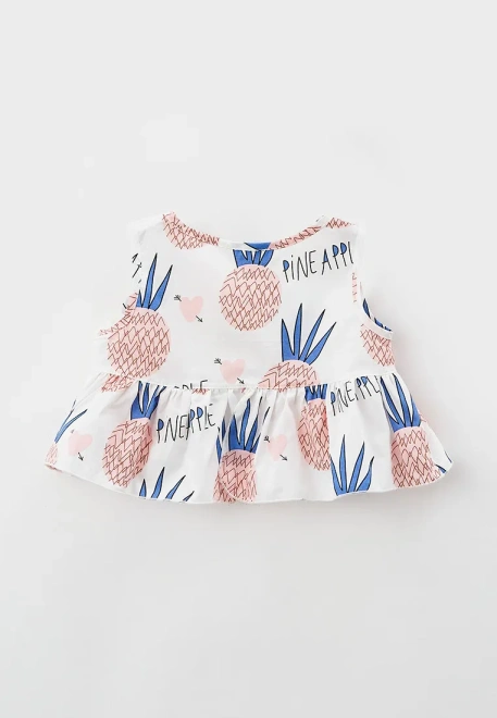 Топ укороченный с баской из хлопка с принтом ананасы