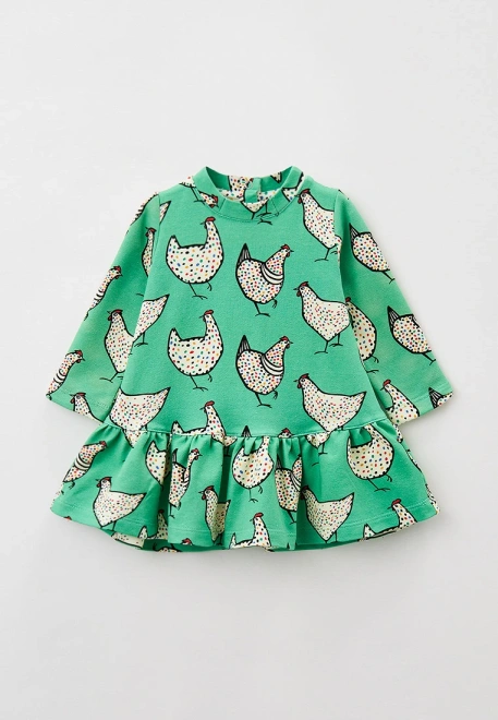 Платье для малышей из футера с принтом курочки