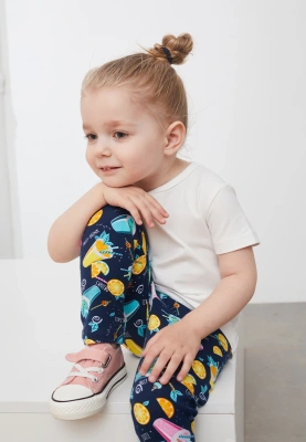 Леггинсы Лала для малышей с апельсинами и коктейлями в темно-синем цвете