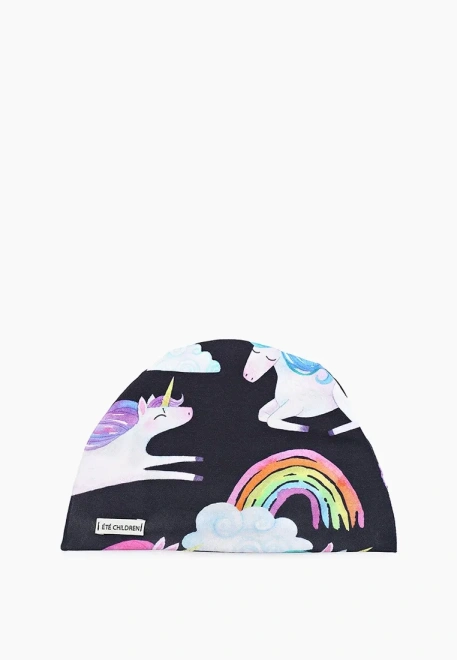 Шапка трикотажная с принтом единороги
