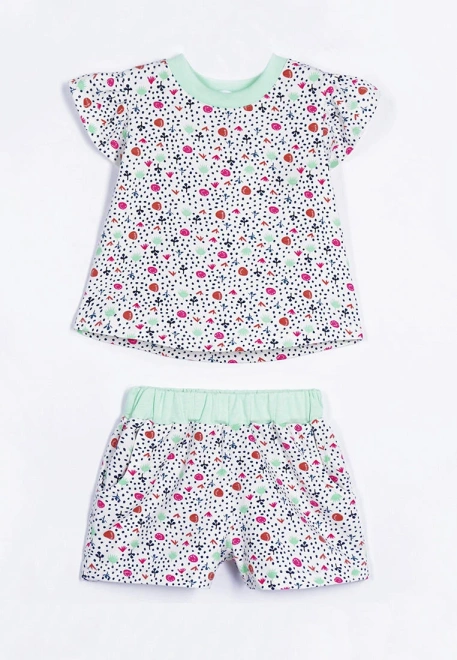 Костюм летрий из футболки и шорт из трикотажа в мелкий цветочек 