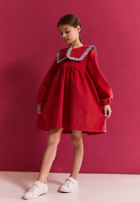 Платье Мона из микровельвета в красном цвете