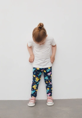 Леггинсы Лала для малышей с апельсинами и коктейлями в темно-синем цвете