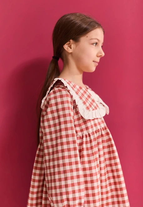 Платье Мона из хлопка в красном и белом цвете