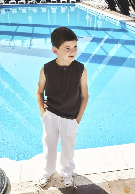 Рубашка без рукавов из муслина Рубашка без рукавов из муслина