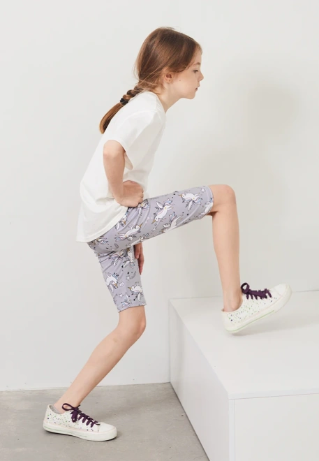 Велосипедки из трикотажа с принтом единороги