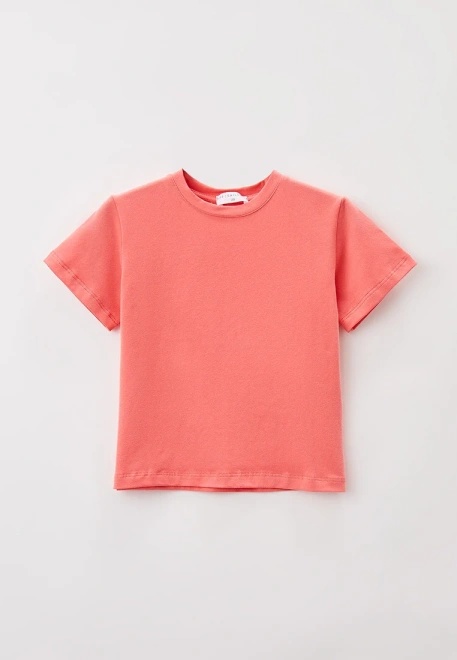 Футболка однотонная из мягкого трикотажа кораллового цвета