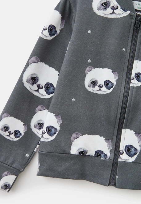 Костюм бомбер и брюки с принтом "Панда"