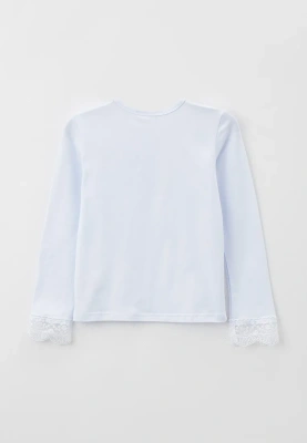 Лонгслив с кружевом на горловине и рукавах