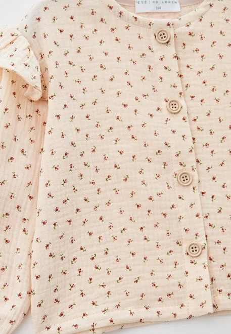 Блузка для малышей из муслина с принтом красные цветочки 