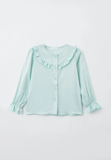 Блузка с длинными рукавами в мелкий горошек