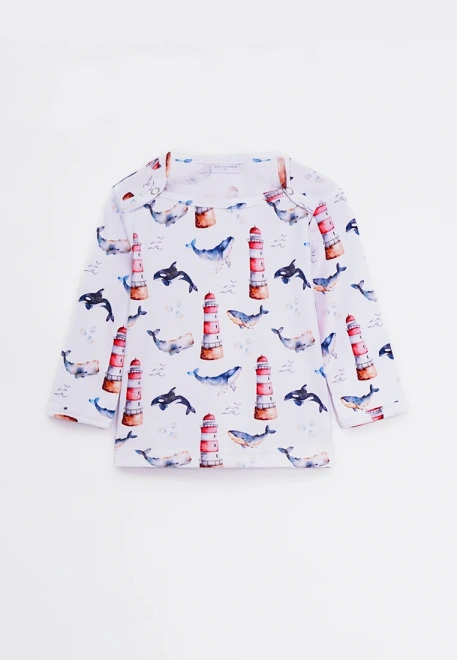 Лонгслив для малышей из хлопка с принтом киты