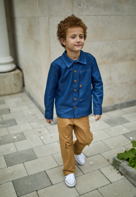 Брюки карго темно-бежевые из денима