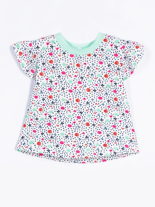 Костюм летрий из футболки и шорт из трикотажа в мелкий цветочек 