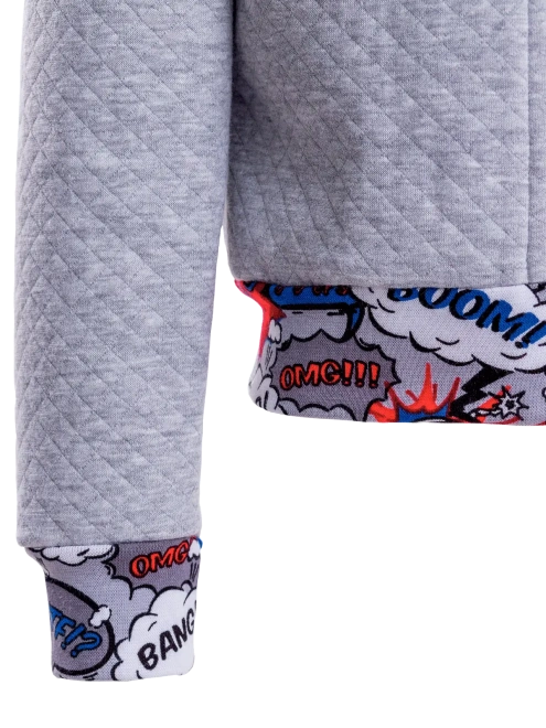 Бомбер из стеганной трикотажной ткани с цвете серый меланж