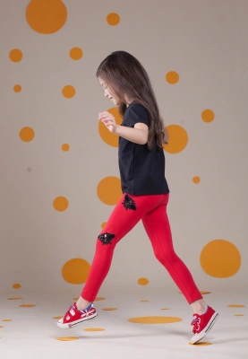 Леггинсы с пчелкой в огненно-красном цвете