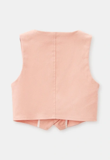 Комплект из жилетки с шортами из денима персикового цвета