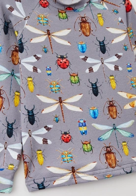 Пижама в сером цвете с принтом насекомые 