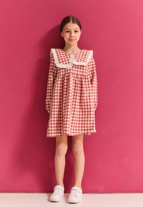 Платье Мона из хлопка в красном и белом цвете