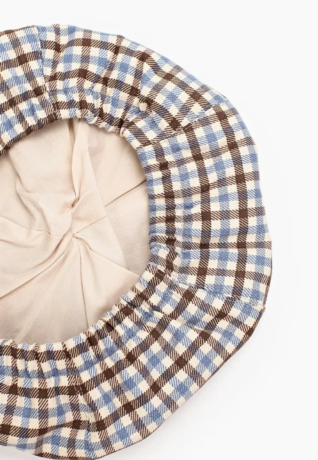 Берет из костюмной  ткани в клетку Берет из костюмной  ткани в клетку