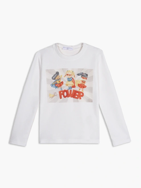 Лонгслив из трикотажного хлопка с принтом