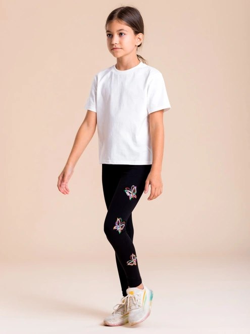 Леггинсы с бабочками в черном цвете