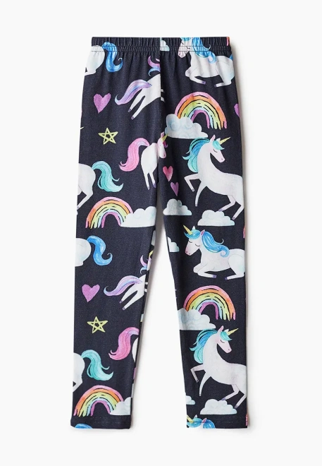 Леггинсы из тонкого трикотажа с принтом единороги 