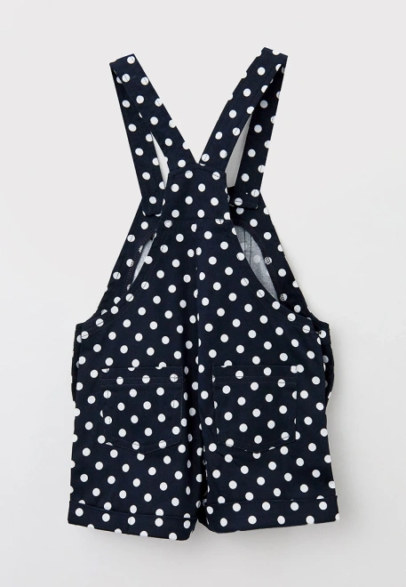 Комбинезон летний из темно-синего хлопка в белый крупный горох