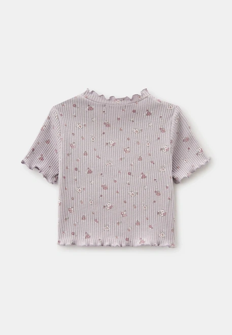 Футболка укороченная из трикотажного хлопка в рубчик