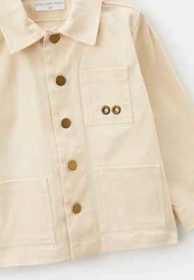Комплект из куртки с шортами из бежевого денима 