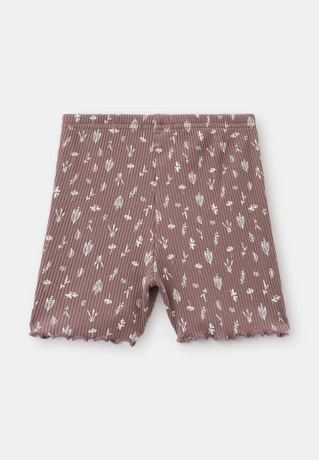 Шорты из трикотажа в рубчик с принтом