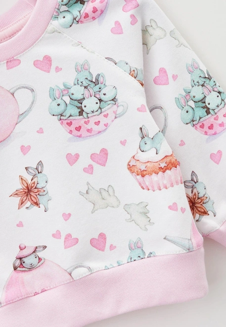 Свитшот для малышей из футера с милым принтом кролики