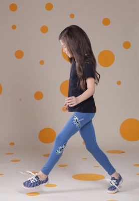 Леггинсы со стрекозой в серо-голубом цвете