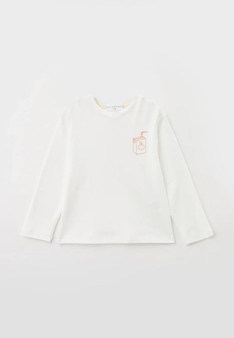 Лонгслив трикотажный прямого кроя с принтом  