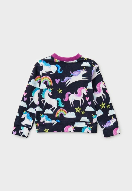 Костюм из свитшота с единорогами и фиолетовыми брюками