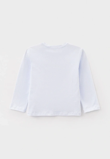 Лонгслив белый на мальчика с принтом и надписью GO OUTSIDE