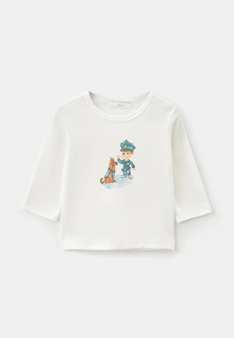 Лонгслив из хлопка с принтом полицейский и овчарка