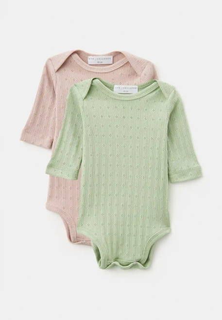 Комплект из двух боди серо-розового и зеленого цвета