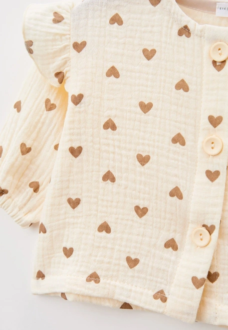 Блузка для малышей из муслина с принтом сердечки  Блузка для малышей из муслина с принтом сердечки