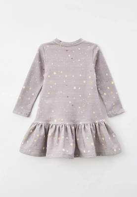 Платье с длинными рукавом из плотного трикотажа с принтом звездочки